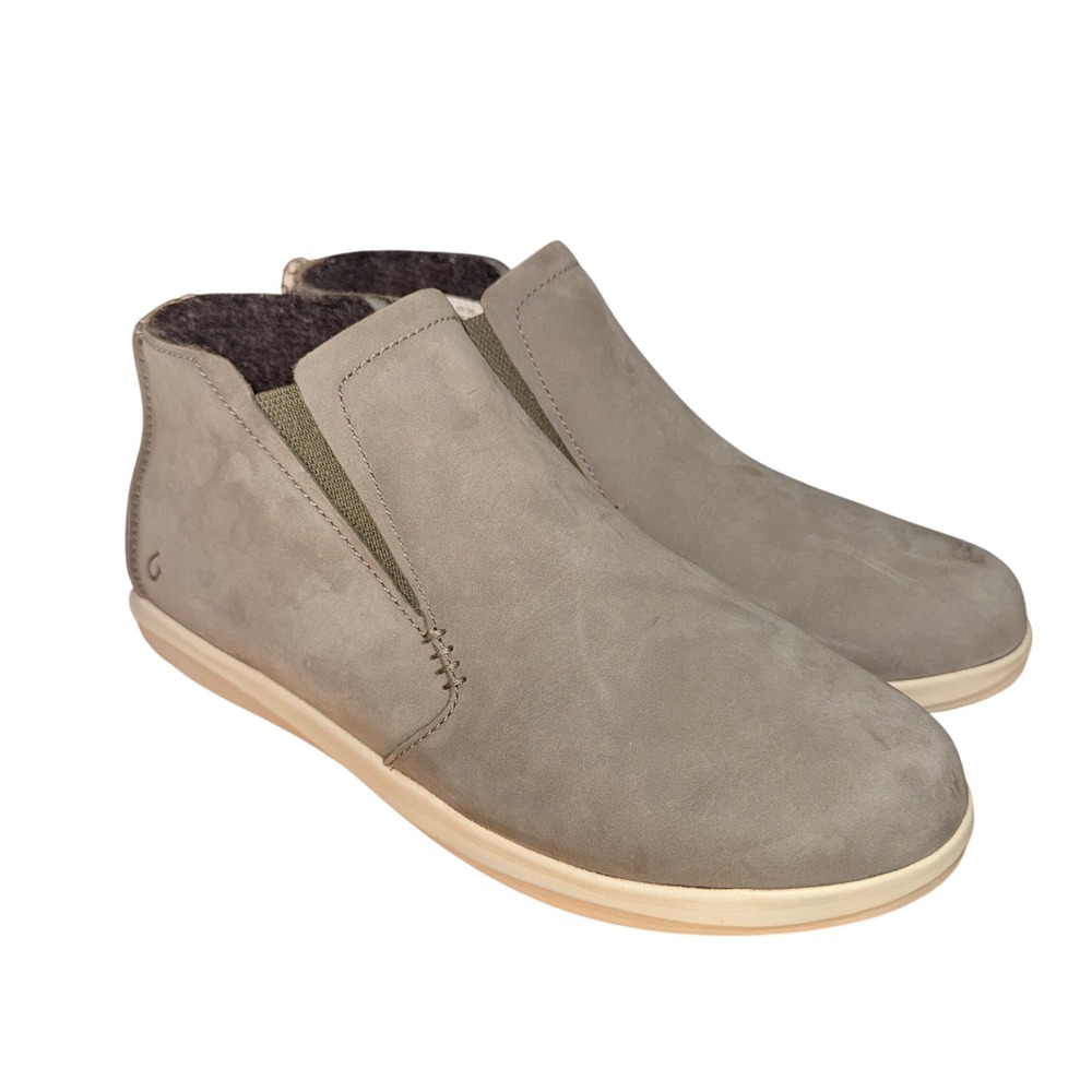 OluKai‎ Hawai'iloa Manu Hope Womens 9 Pre-Owned Bootie Grey Leather Ankle Boots